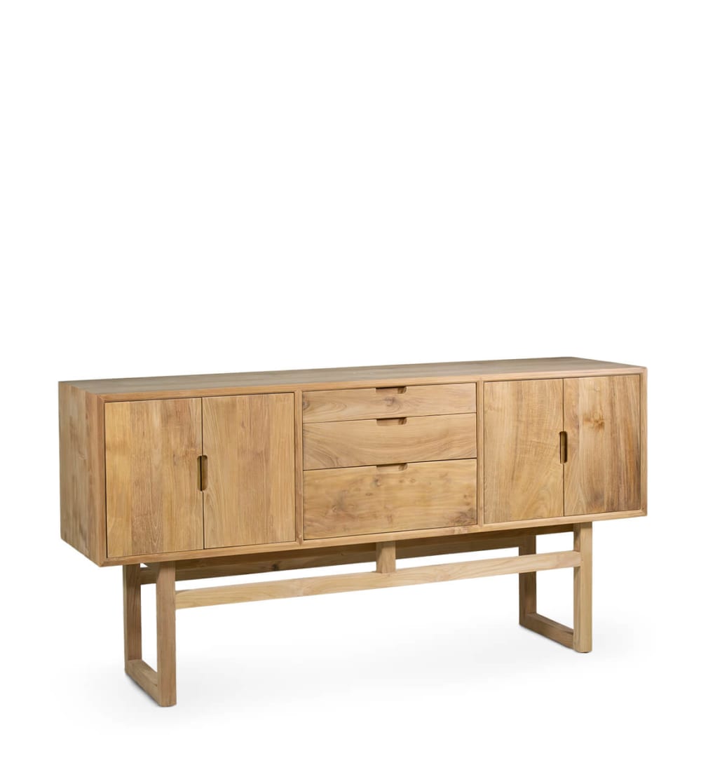 Buffet TENERIFE en teck massif beige 2 portes et 3 tiroirs 157 cm