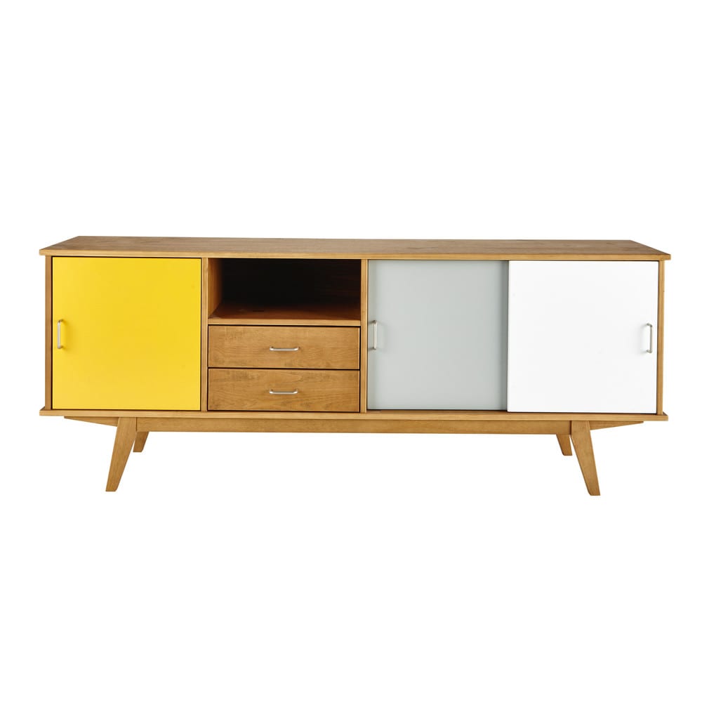 Buffet enfilade vintage PAULETTE en bois de pin 180 cm