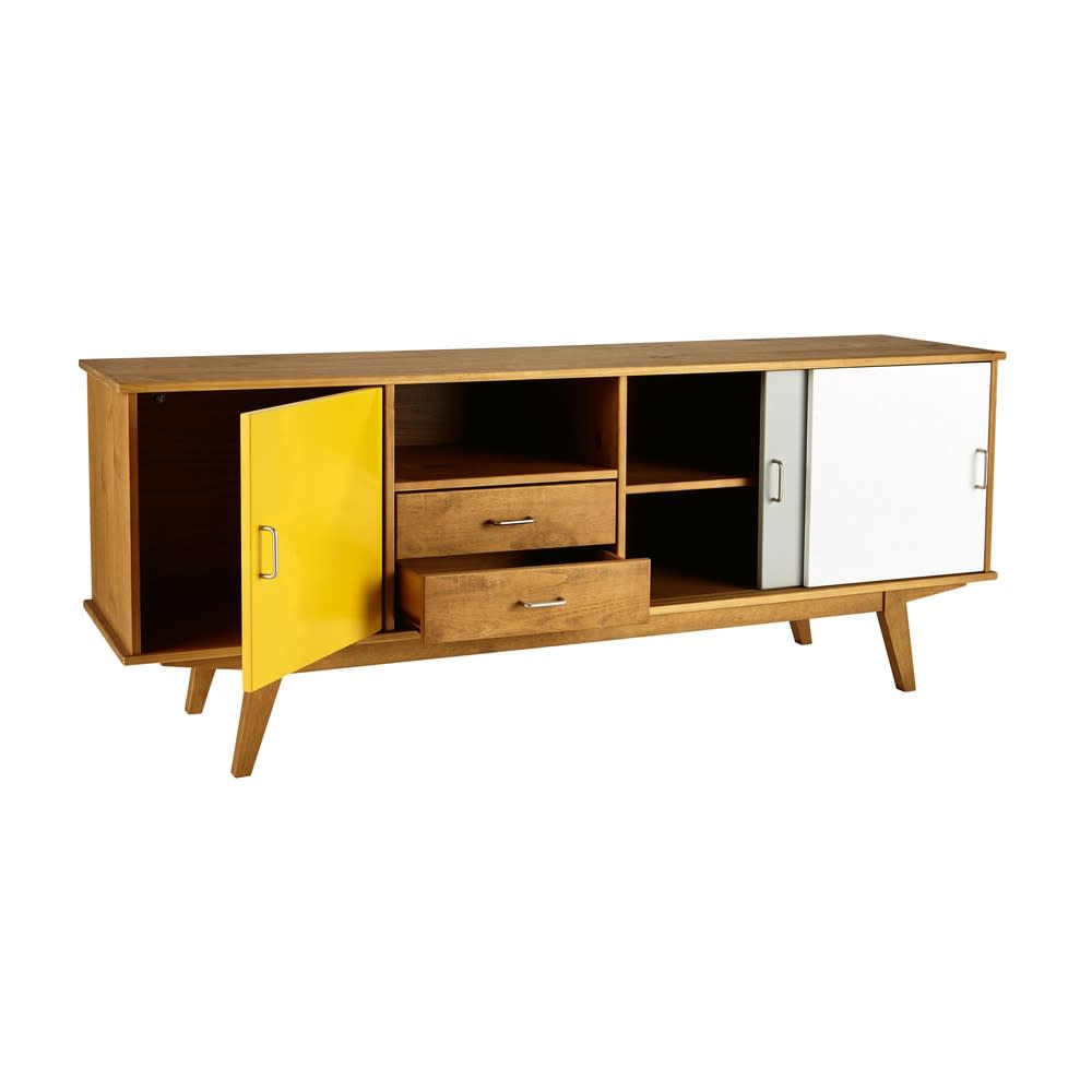 Détail des portes colorées du buffet PAULETTE