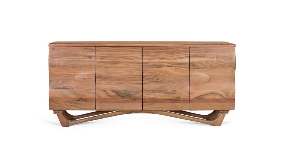 Grand buffet GINER Y COLOMER en acacia massif 170 cm avec 4 portes ondulées