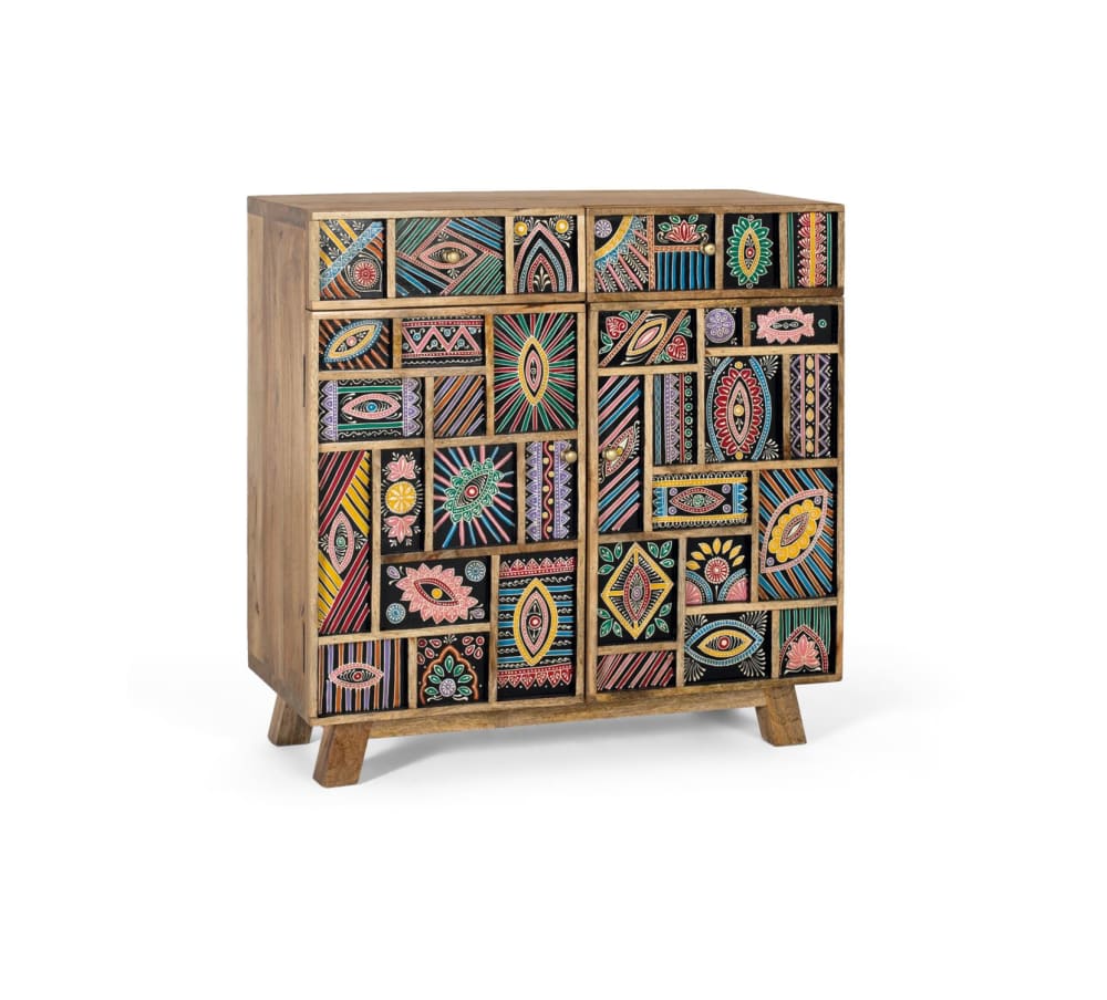 Détail des motifs peints du buffet GINER Y COLOMER