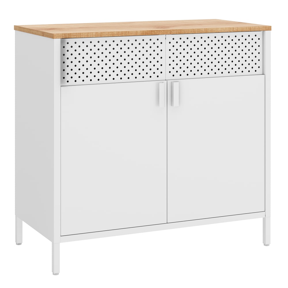 Petit buffet SONGMICS en acier blanc et effet bois 80 cm
