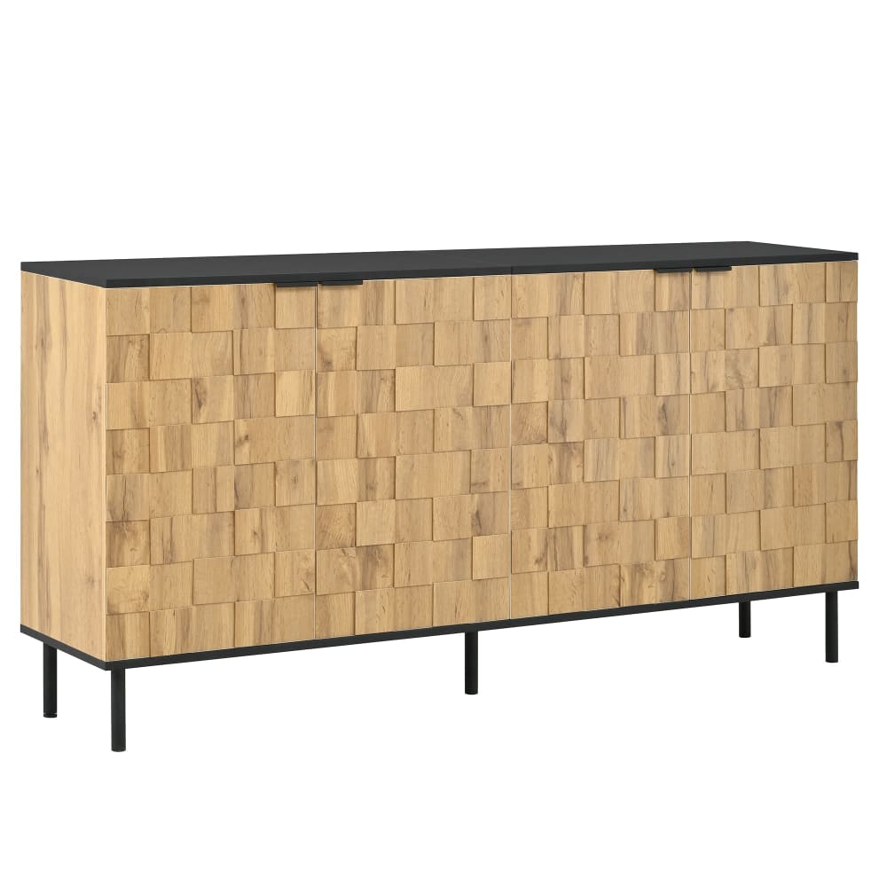 Grand buffet 2 portes motif mosaïque effet bois 160 cm - URBAN MEUBLE