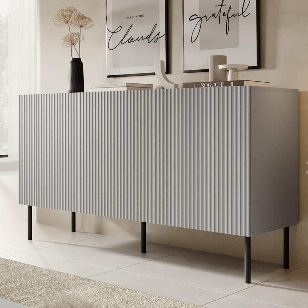 Vue latérale du buffet GATSBY gris clair