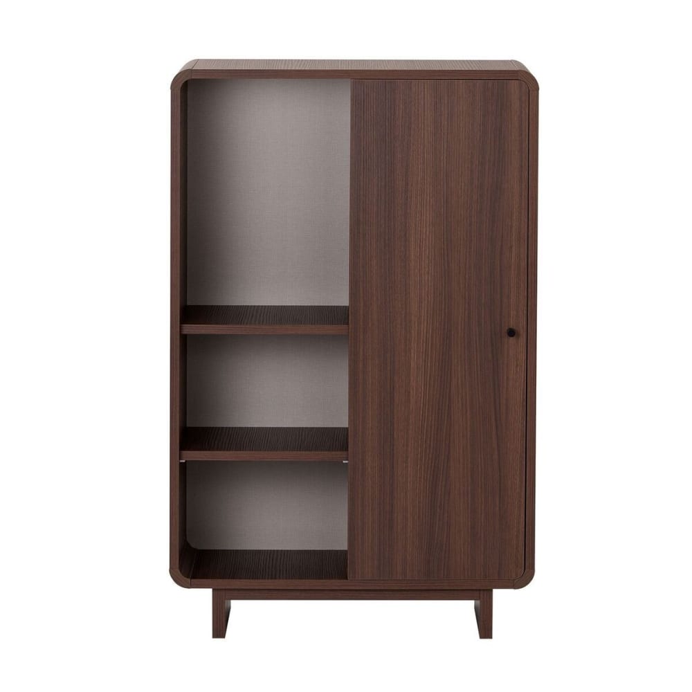 Buffet haut CELENA 70 cm effet noyer à 1 porte et 3 niches