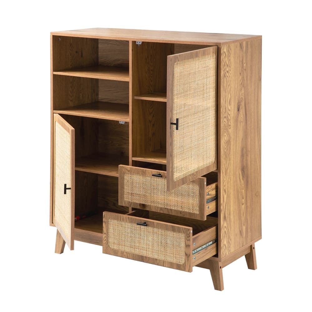 Buffet ALIA avec ses niches ouvertes et ses tiroirs