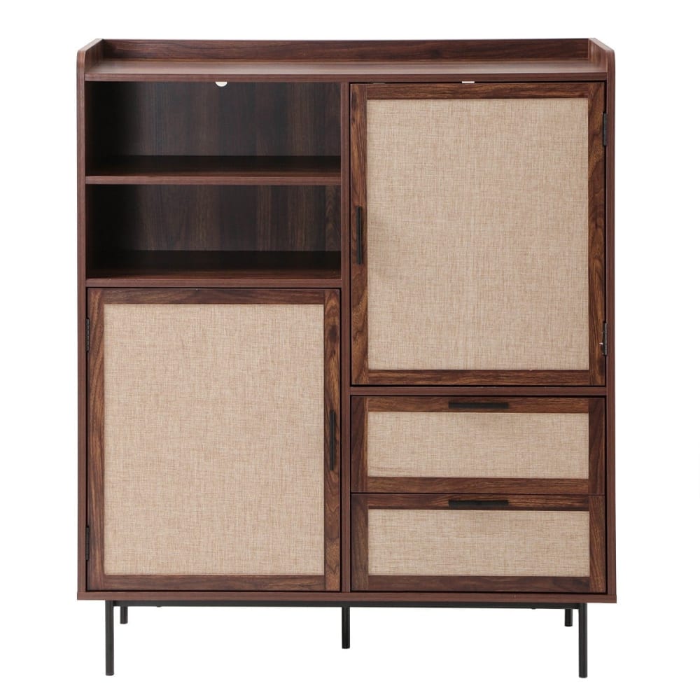 Buffet haut JETSON décor noyer et façades tissu 120 cm
