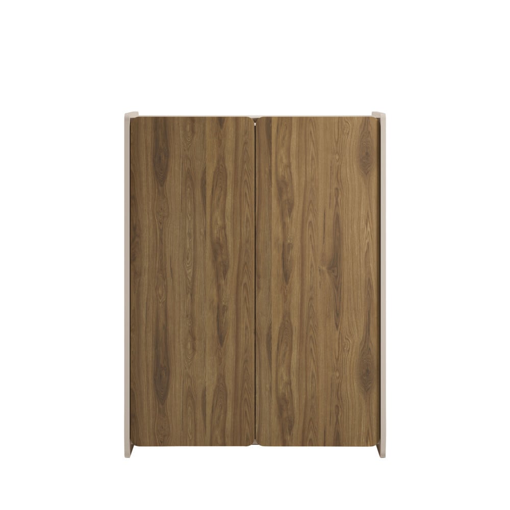 Buffet haut ENARA en bois foncé 125 cm avec 2 portes et 3 étagères