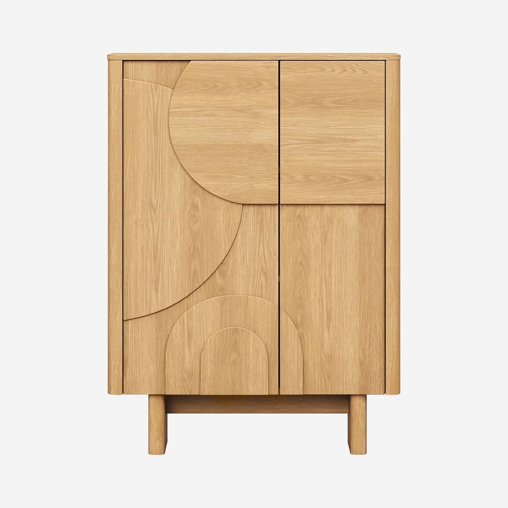 Buffet haut MILORD en chêne naturel 110 cm avec 2 portes asymétriques