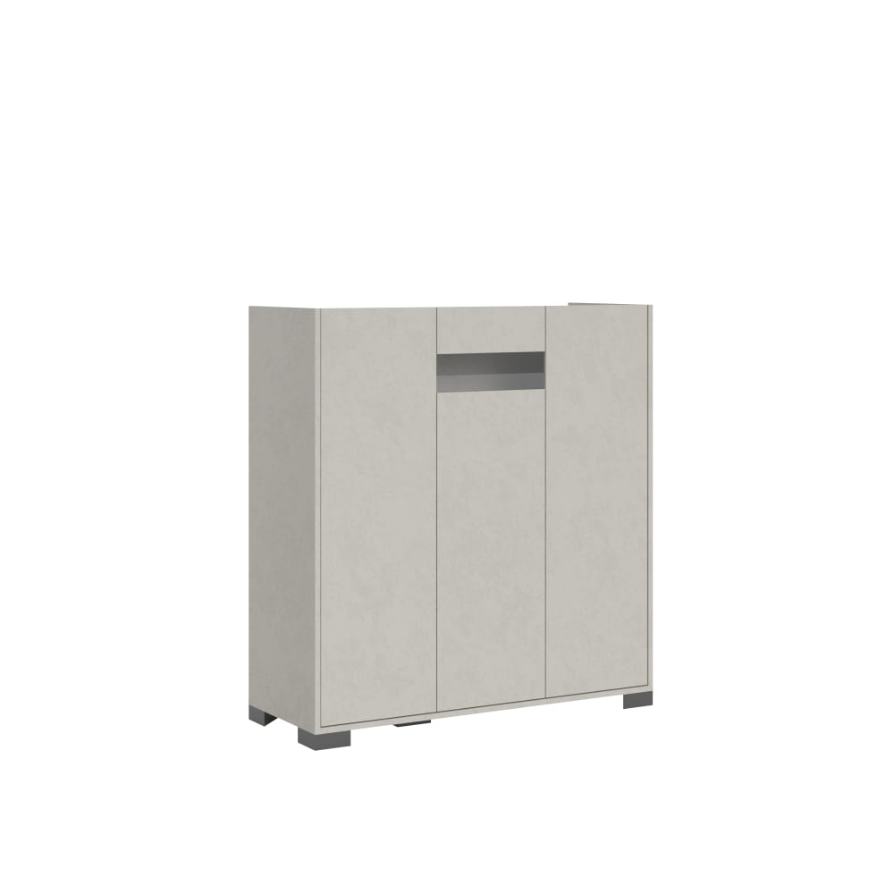 Buffet vitrine RIFLESSO effet bois cachemire 103 cm porte en verre fumé