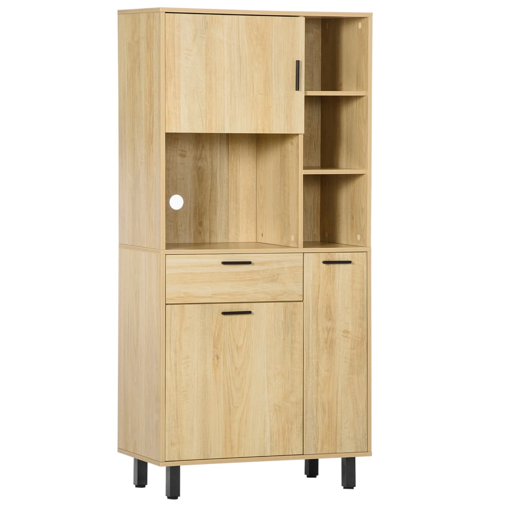Buffet haut HOMCOM 3 portes et 1 tiroir effet bois clair 78 cm