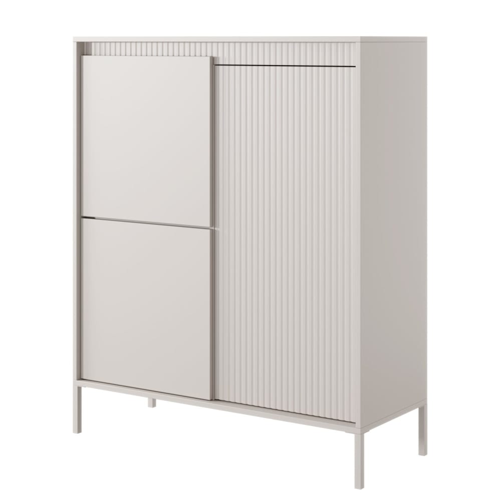 Buffet haut FALSETTO beige sable 104 cm à trois portes