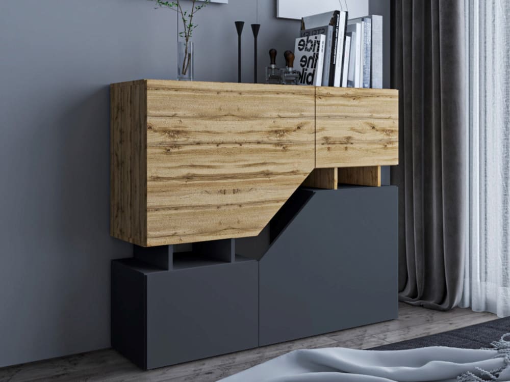 Détail des niches ouvertes du buffet PITT
