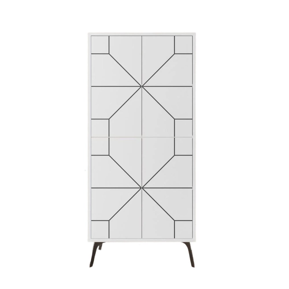 Buffet haut DUNE blanc à décors noirs 63 cm de large