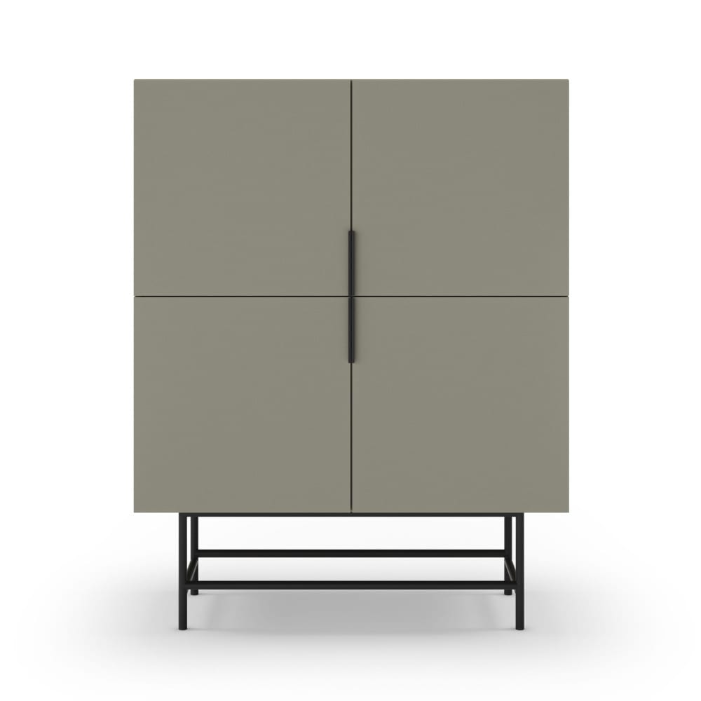 Buffet haut VINTARA vert amande 4 portes et pieds métal 100 cm