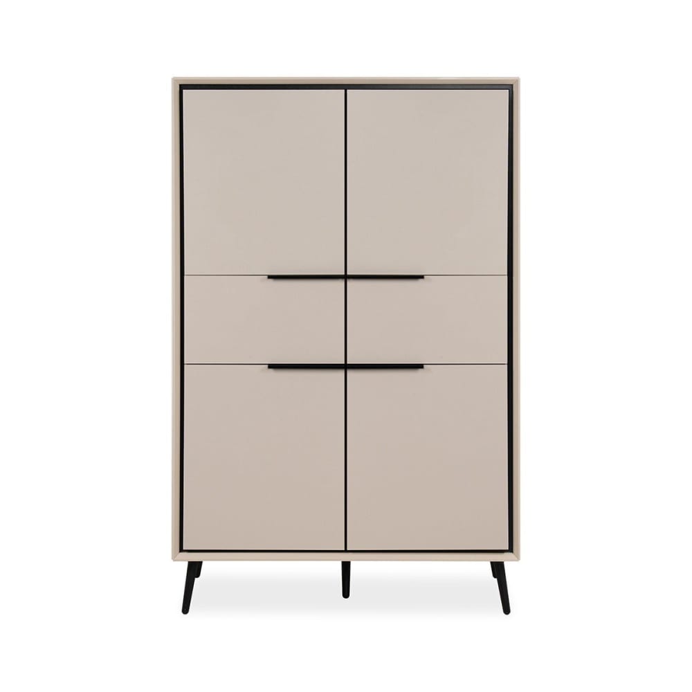 Buffet haut 4 portes et 2 tiroirs taupe et noir 90 cm - ARONA