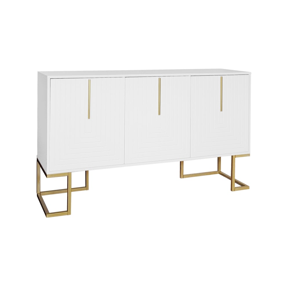 Buffet URBAN MEUBLE blanc mat à poignées dorées 138 cm