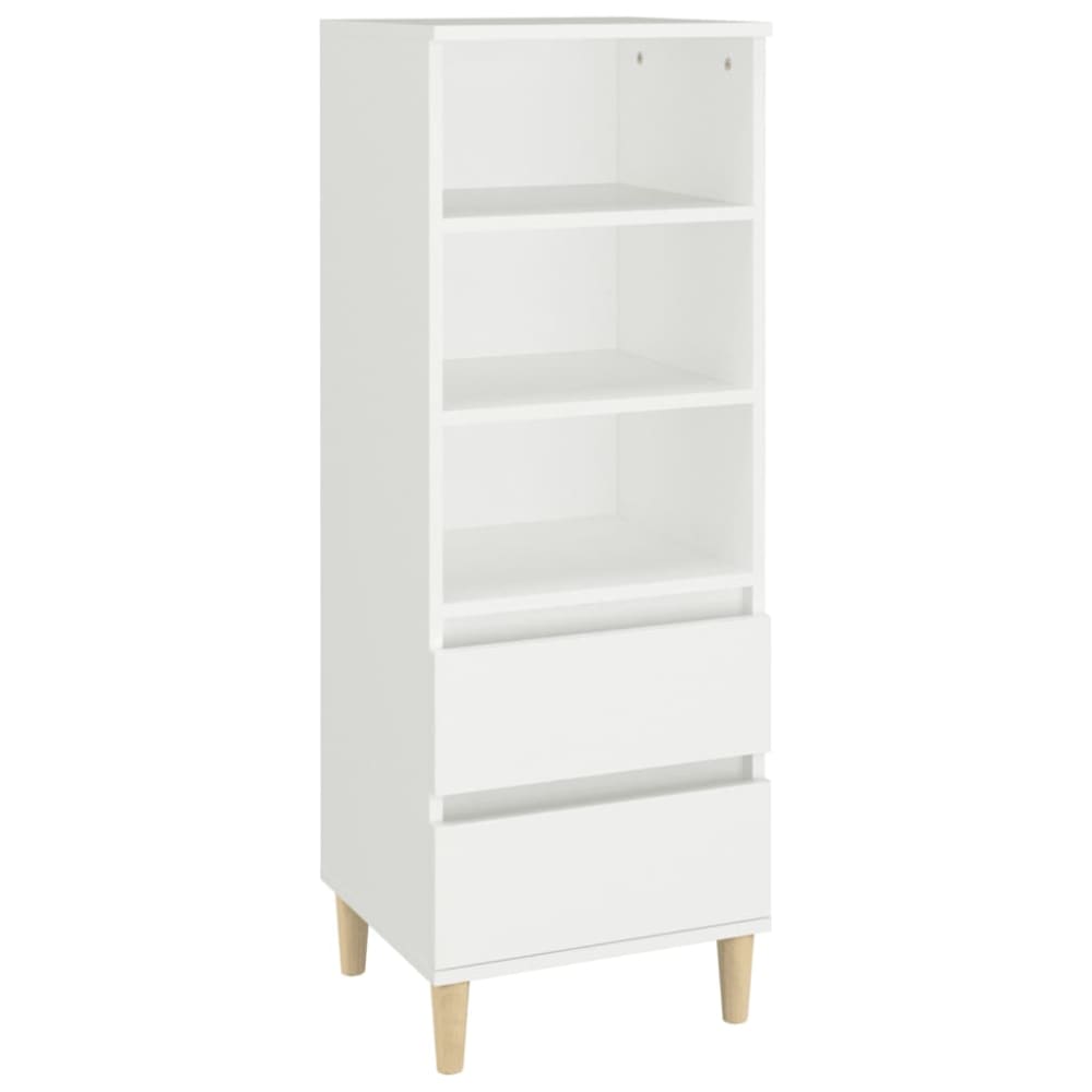 Buffet haut étroit MAISON CHIC blanc 2 tiroirs et 3 étagères 40 cm