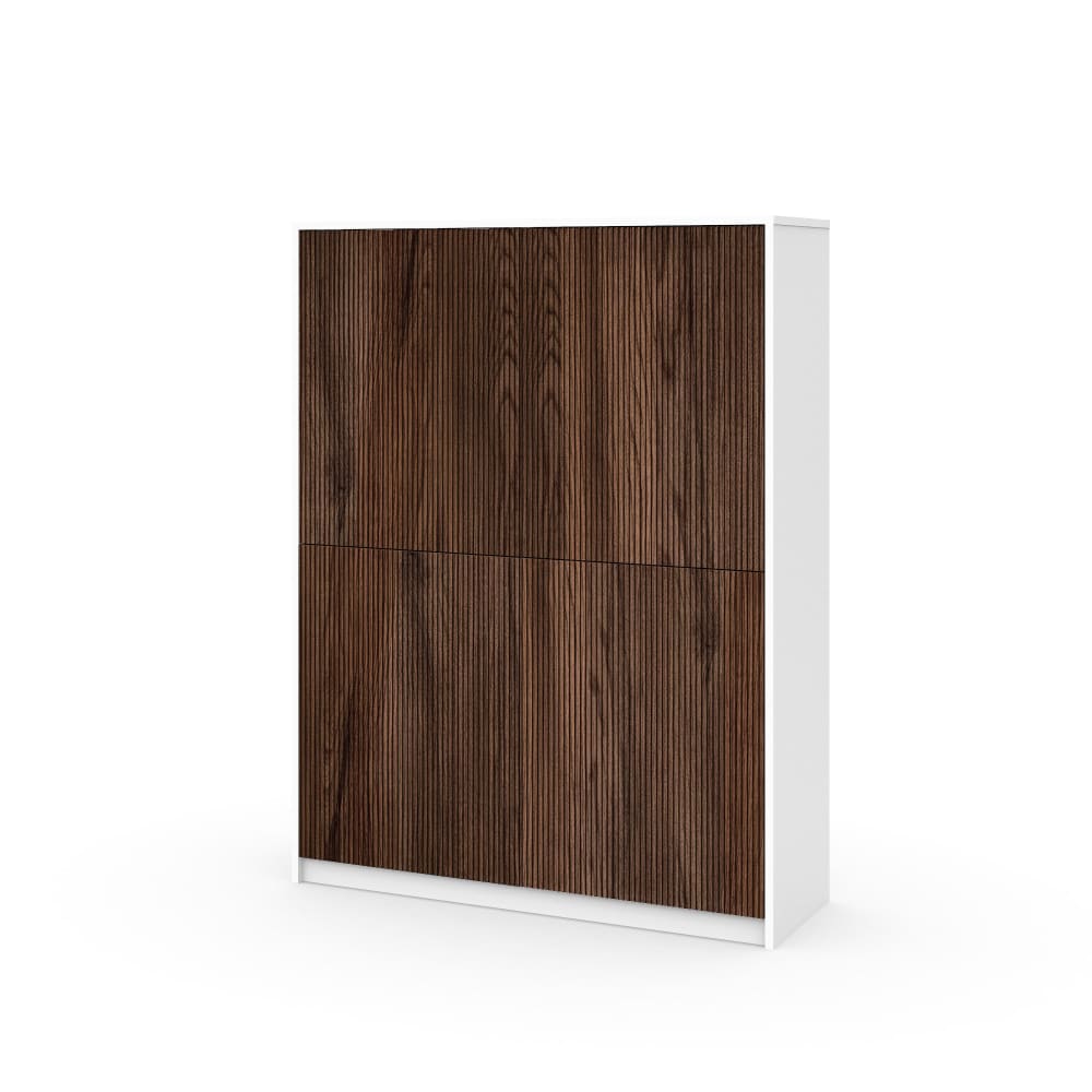 Buffet haut BUDAPEST 4 portes blanc mat et chêne rio 115 cm