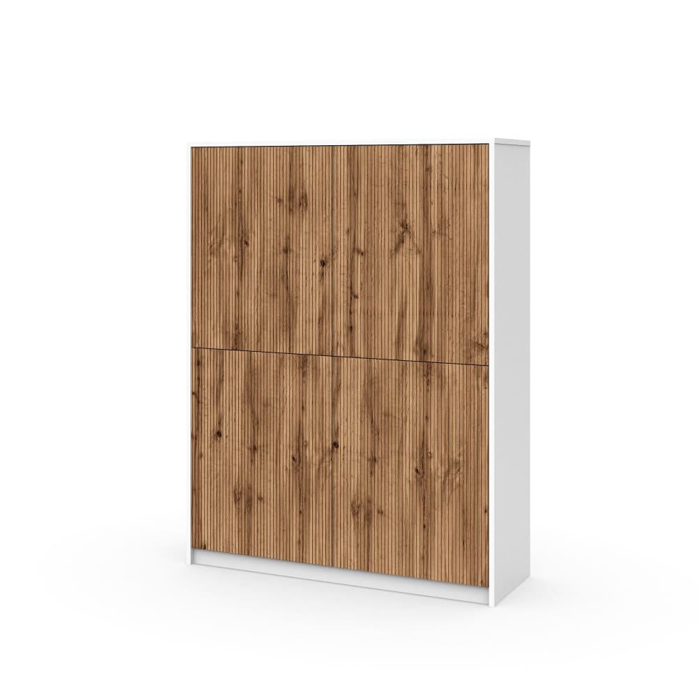 Buffet haut BUDAPEST effet chêne et blanc mat 115 cm