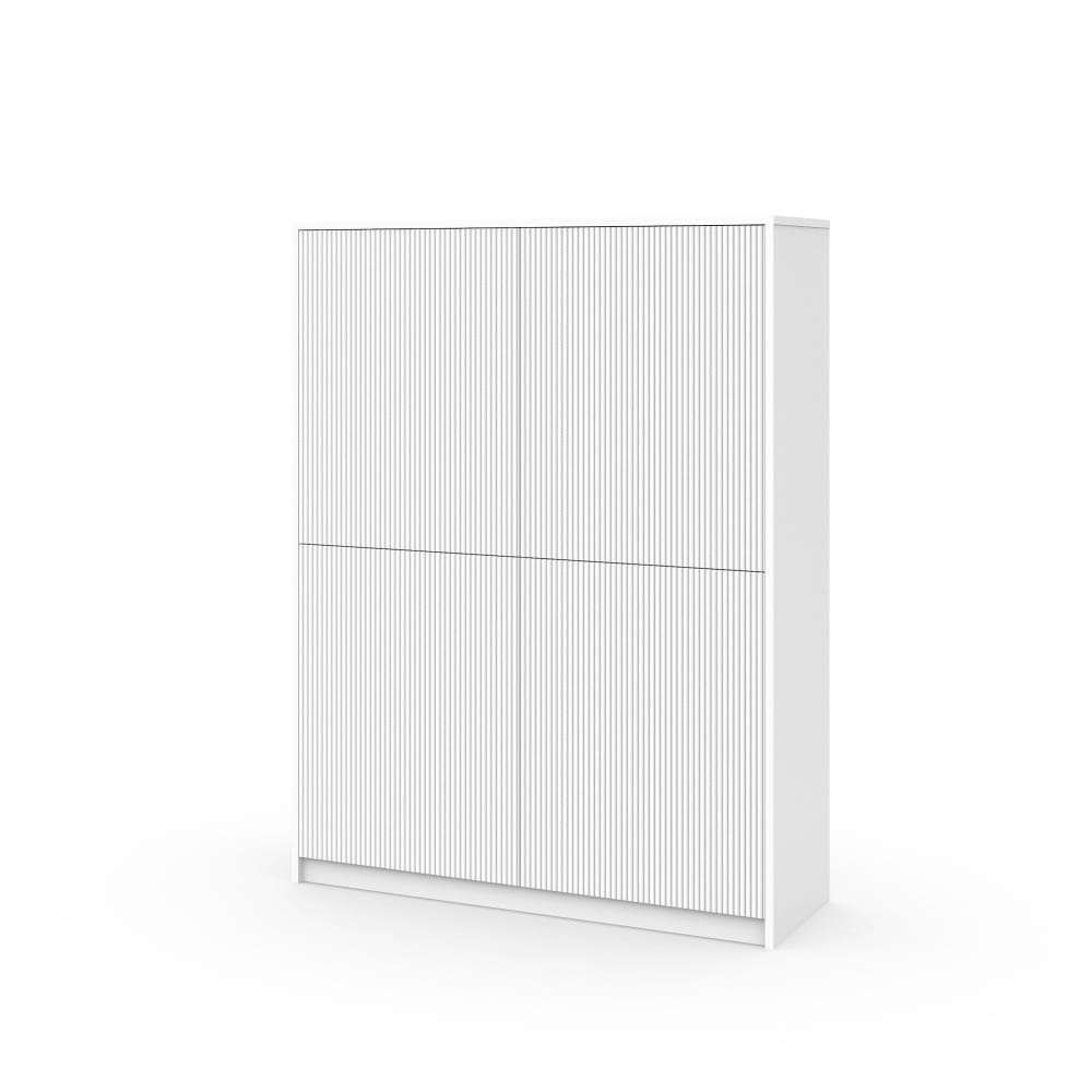 Buffet haut BUDAPEST blanc mat 115 cm avec 4 portes rainurées