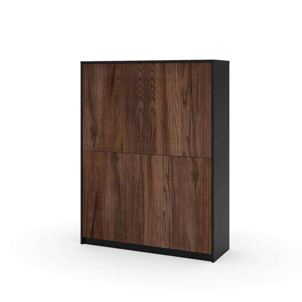 Buffet haut BUDAPEST effet chêne Rio et noir mat 115 cm