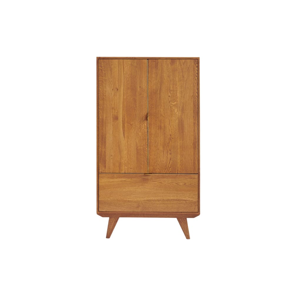 Buffet bahut haut MALLET en chêne poignées bronze 80 cm