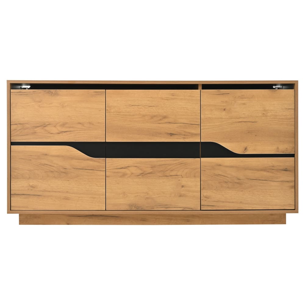 Buffet industriel URBAN MEUBLE effet bois et noir 140 cm