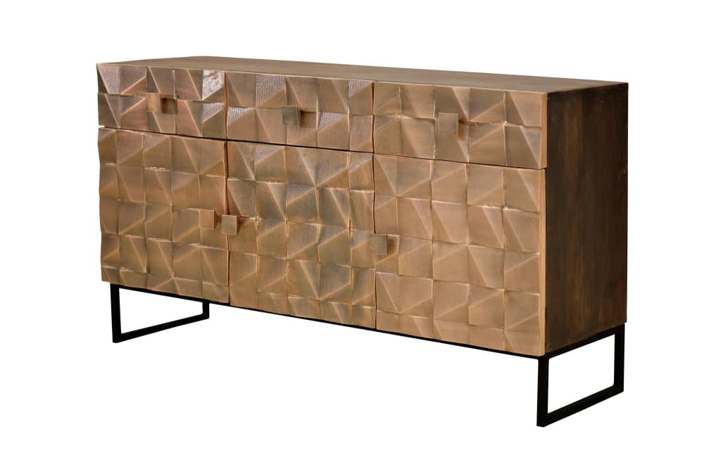 Buffet enfilade industriel GINER Y COLOMER en manguier massif 142 cm