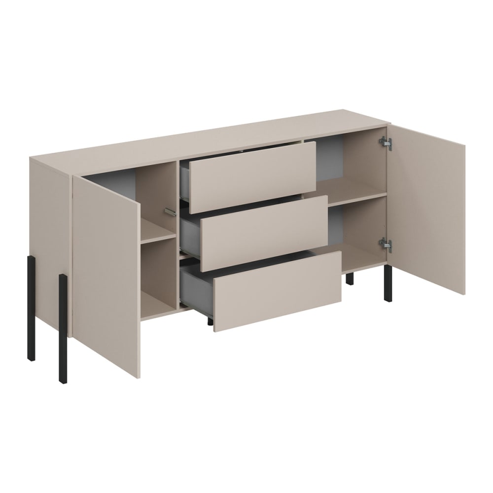 Vue du piètement noir de 24 cm du buffet BERENICE