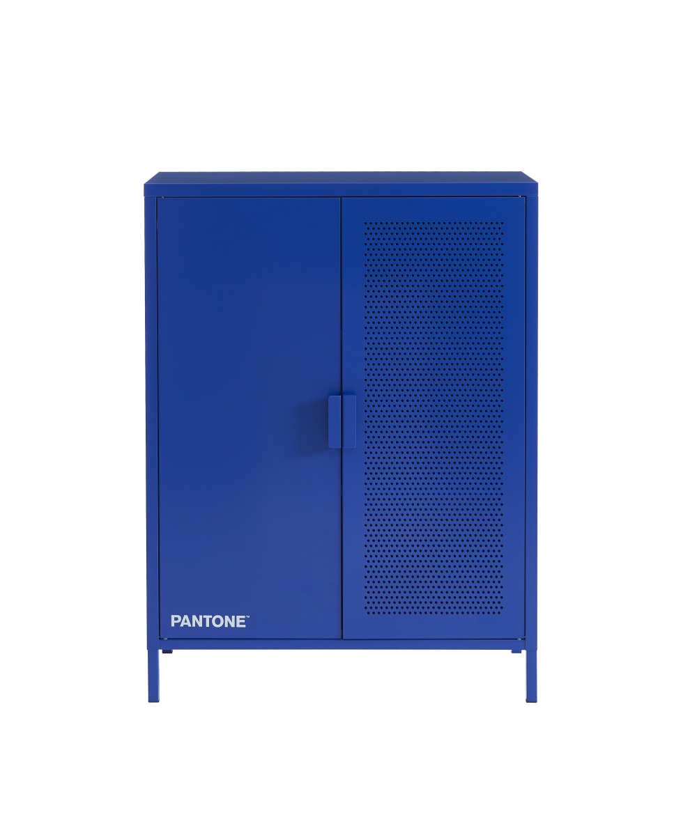 Buffet haut PANTONE en métal bleu électrique 2 portes 100 cm