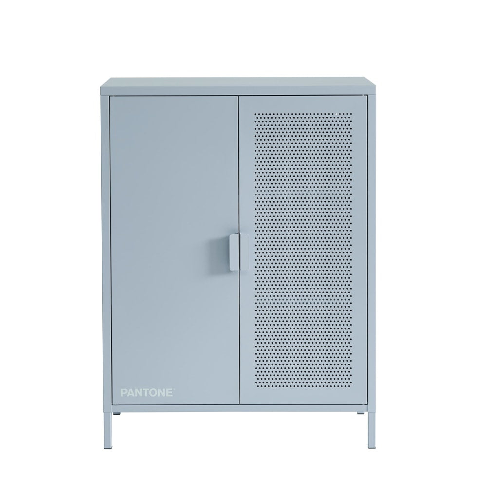 Buffet haut PANTONE en métal gris bleu 75 cm avec 2 portes