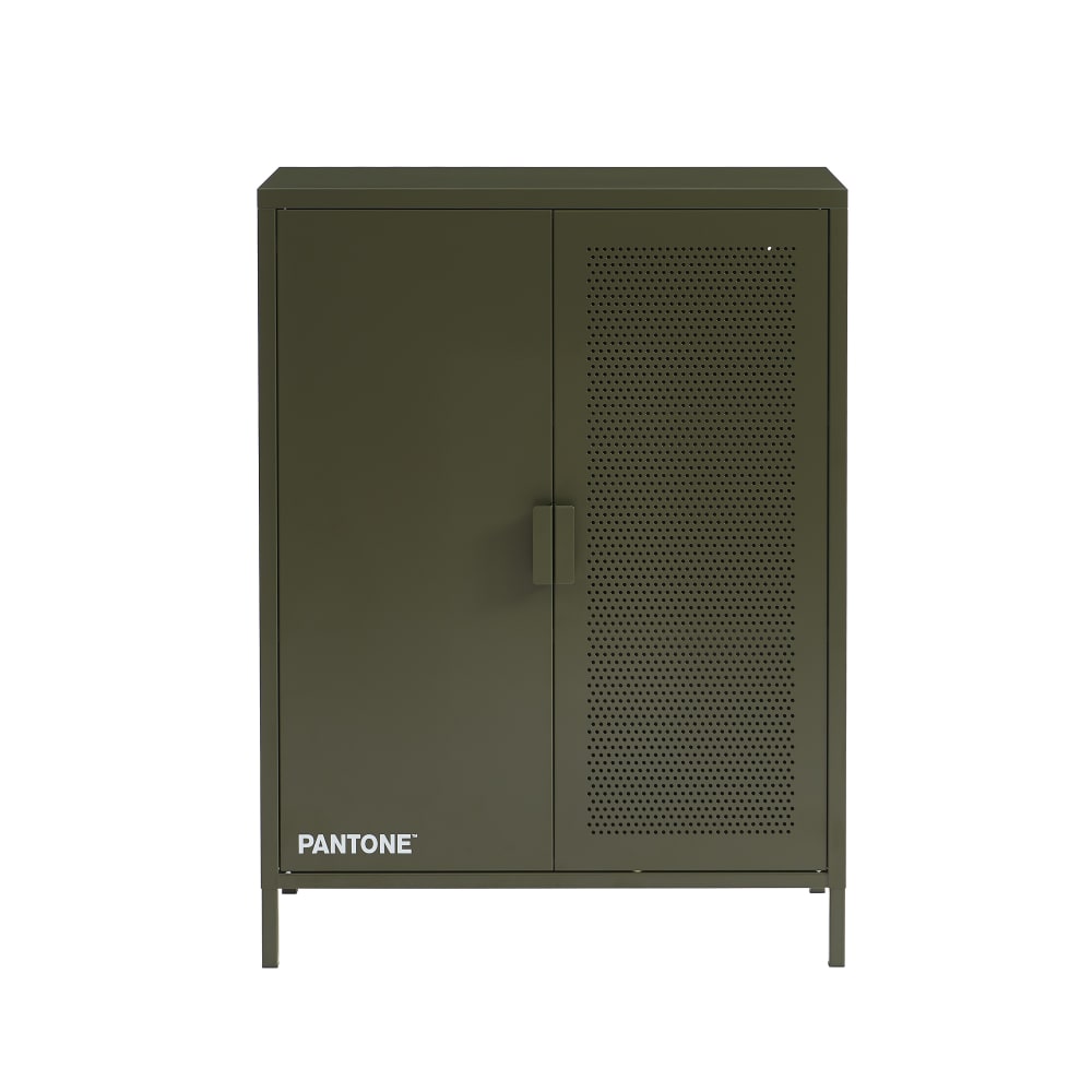 Buffet haut PANTONE en métal vert olive 2 portes 75 cm