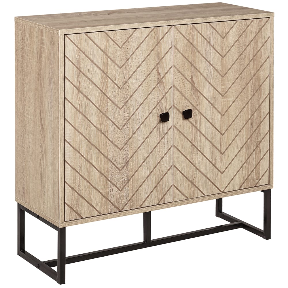 Petit buffet HOMCOM bois naturel et métal noir 80 cm à chevrons