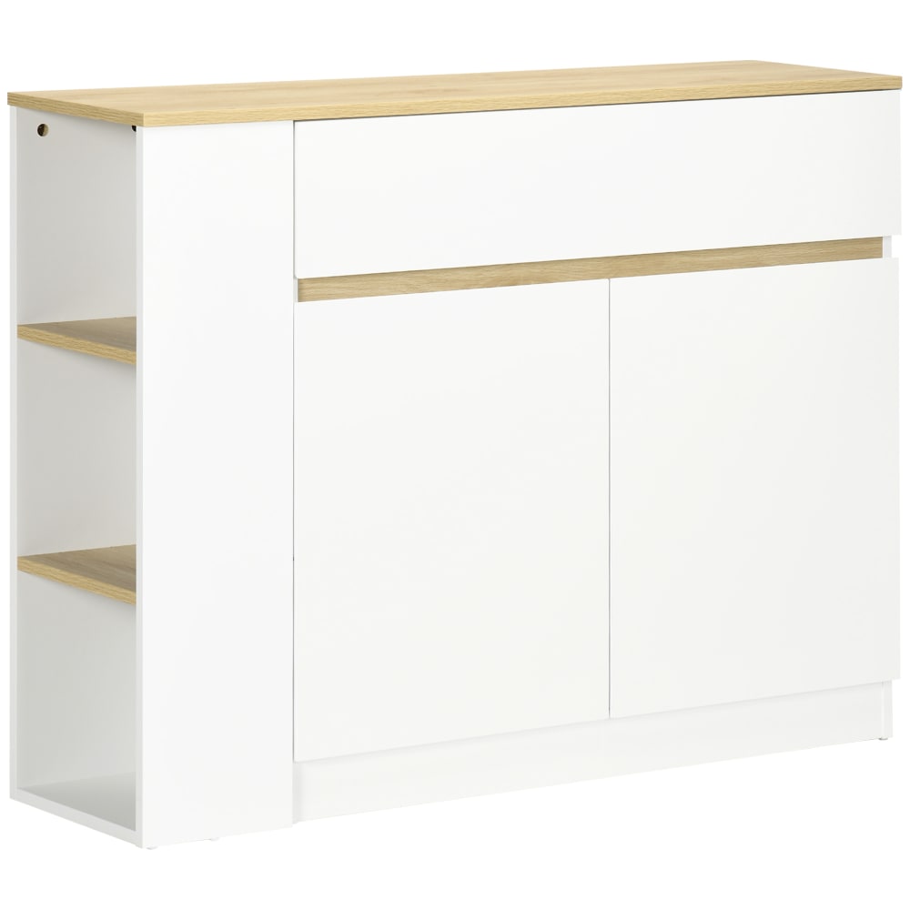 Buffet HOMCOM blanc et bois 110 cm avec 2 portes et 1 tiroir