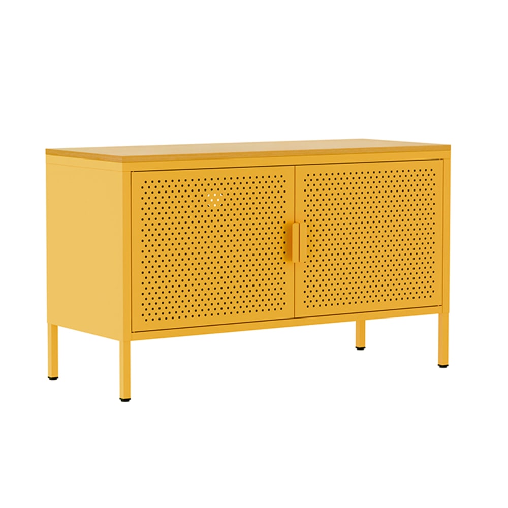 Buffet moderne PUNCHY en métal jaune 100 cm à 2 portes