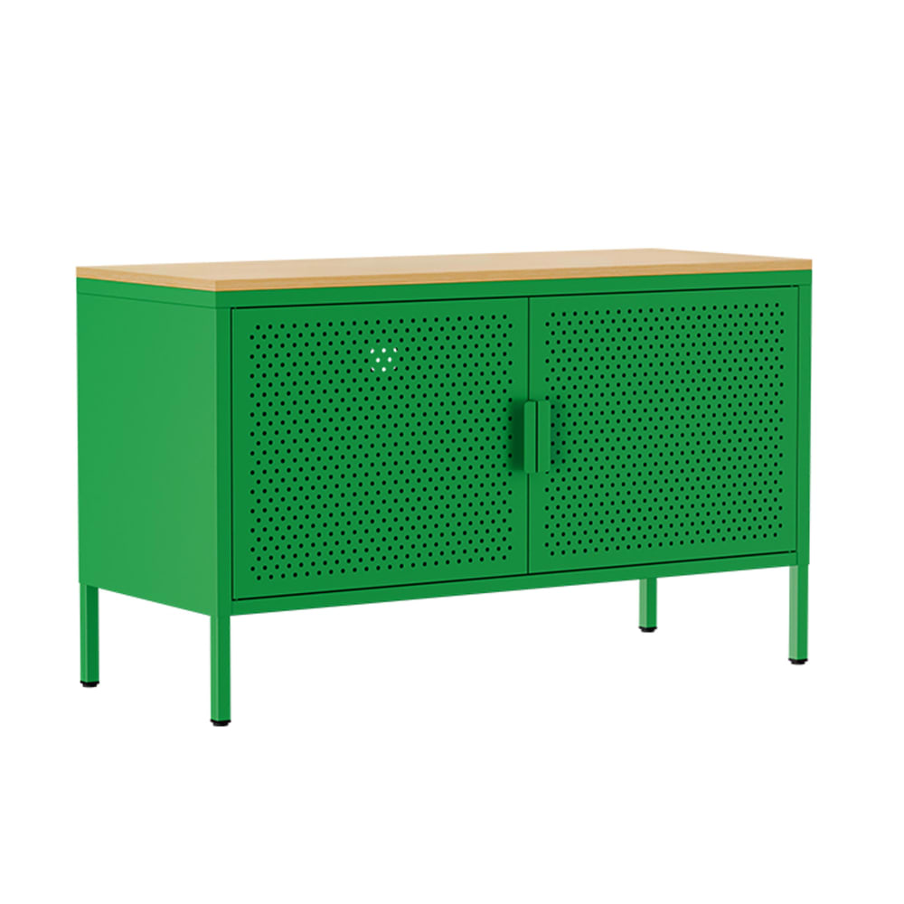 Buffet moderne PUNCHY en métal vert 100 cm à 2 portes
