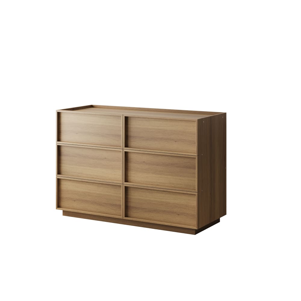 Buffet enfilade URBAN MEUBLE 6 tiroirs effet chêne naturel 115 cm