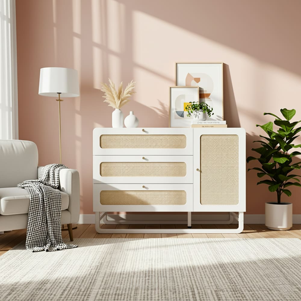 Détail du cannage tressé du buffet URBAN MEUBLE