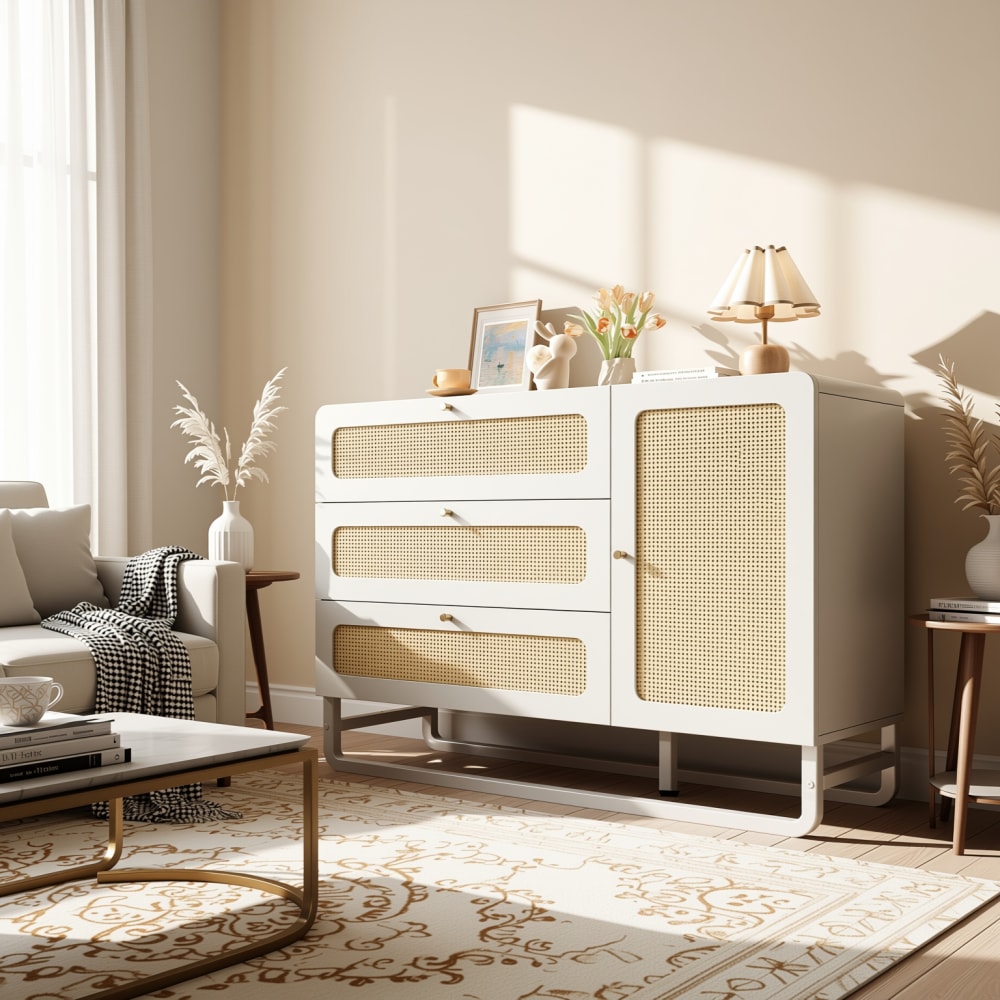 Buffet URBAN MEUBLE tiroirs ouverts et porte battante