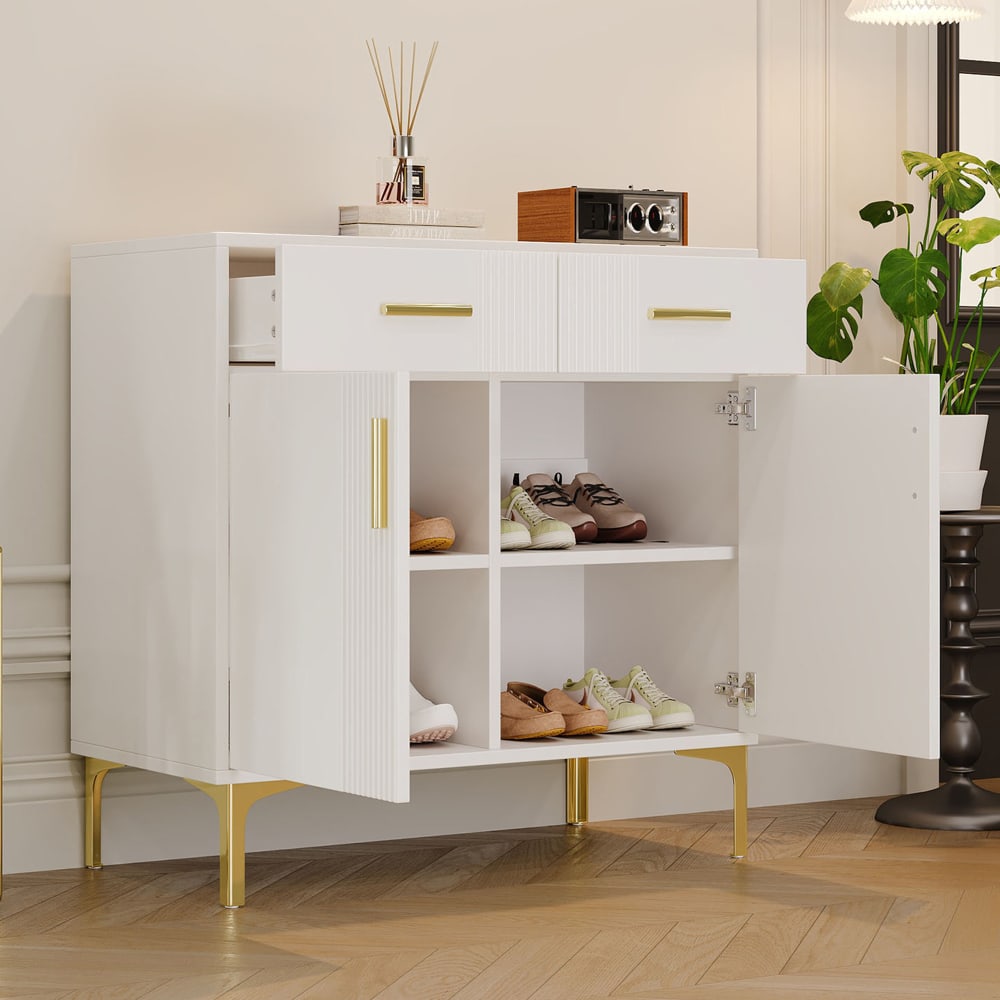 Buffet URBAN MEUBLE tiroirs ouverts sur son rangement intérieur