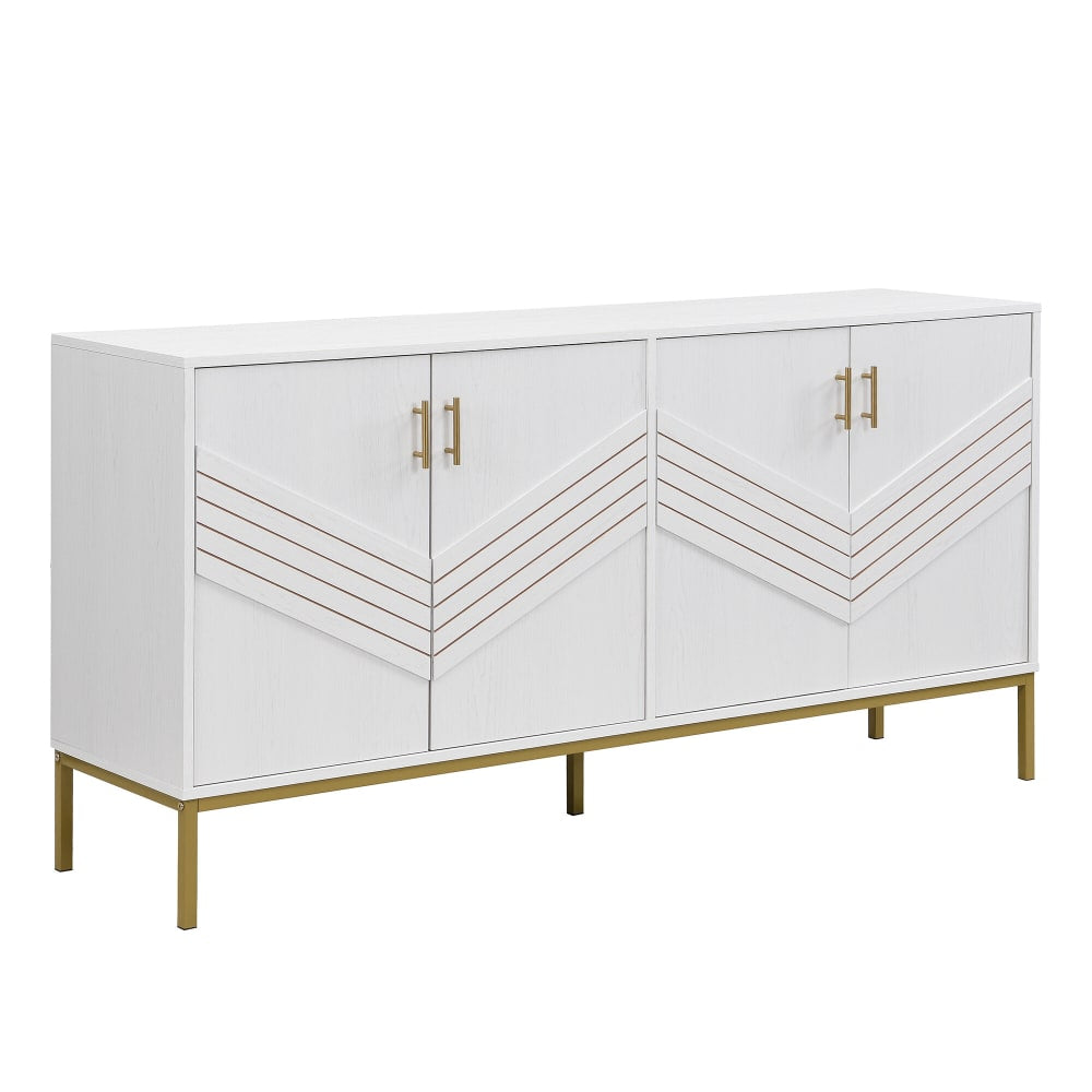 Buffet enfilade URBAN MEUBLE blanc 160 cm à 4 portes et poignées dorées