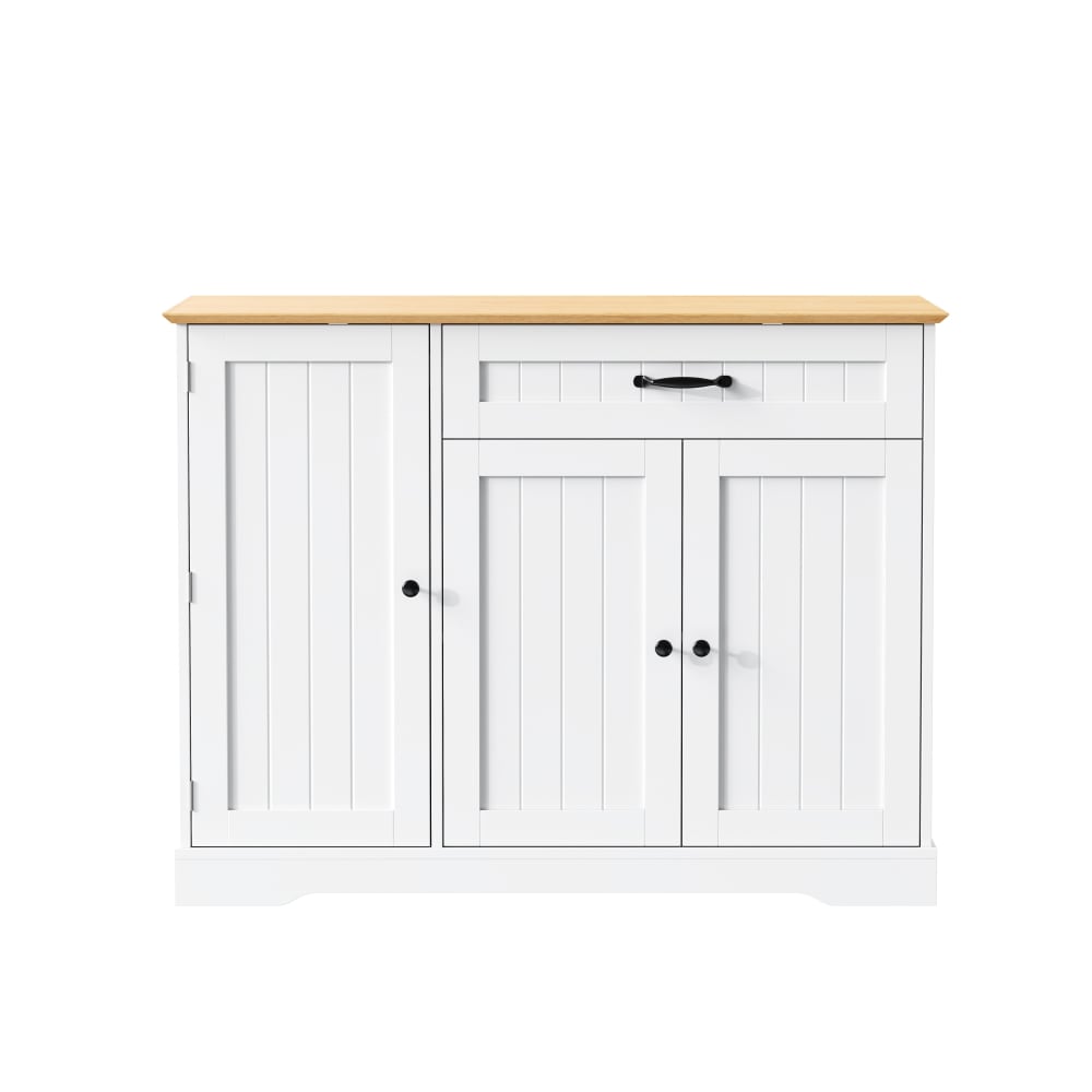 Buffet de cuisine URBAN MEUBLE blanc et bois naturel 107 cm avec 3 portes