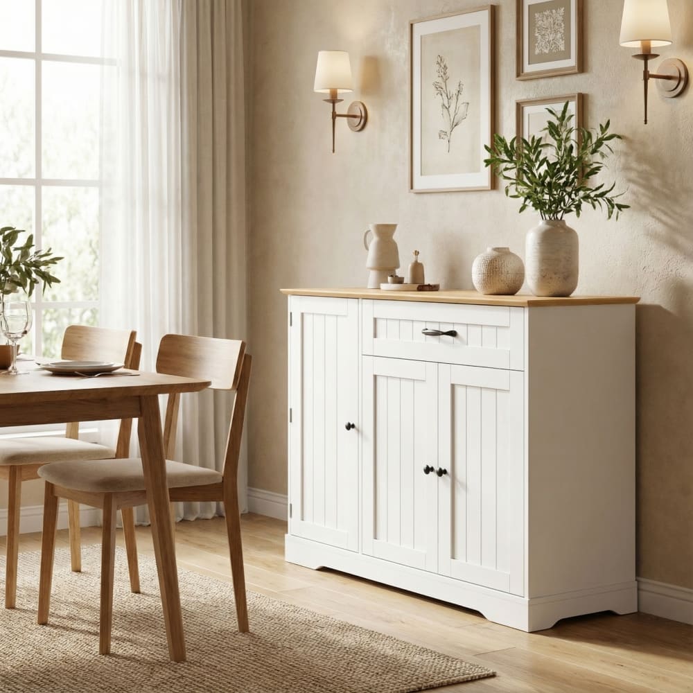 Buffet URBAN MEUBLE portes ouvertes sur les étagères réglables