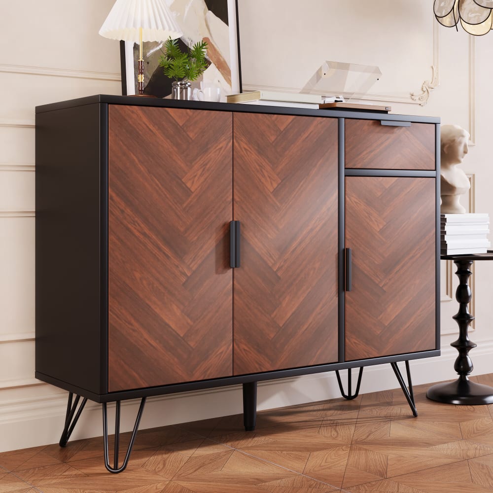 Buffet URBAN MEUBLE portes ouvertes sur ses étagères réglables