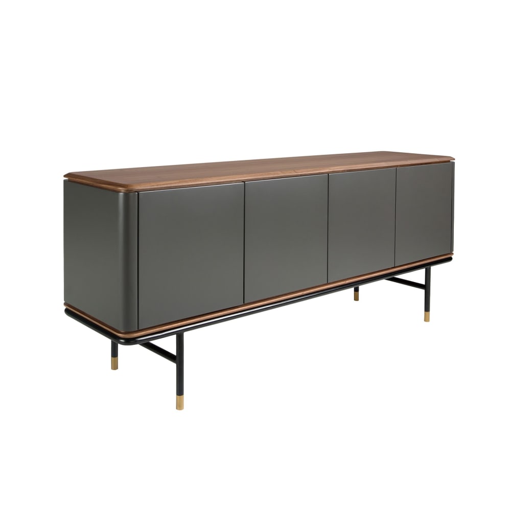 Buffet enfilade 4 portes gris foncé plateau noyer 180 cm - ANGEL CERDA