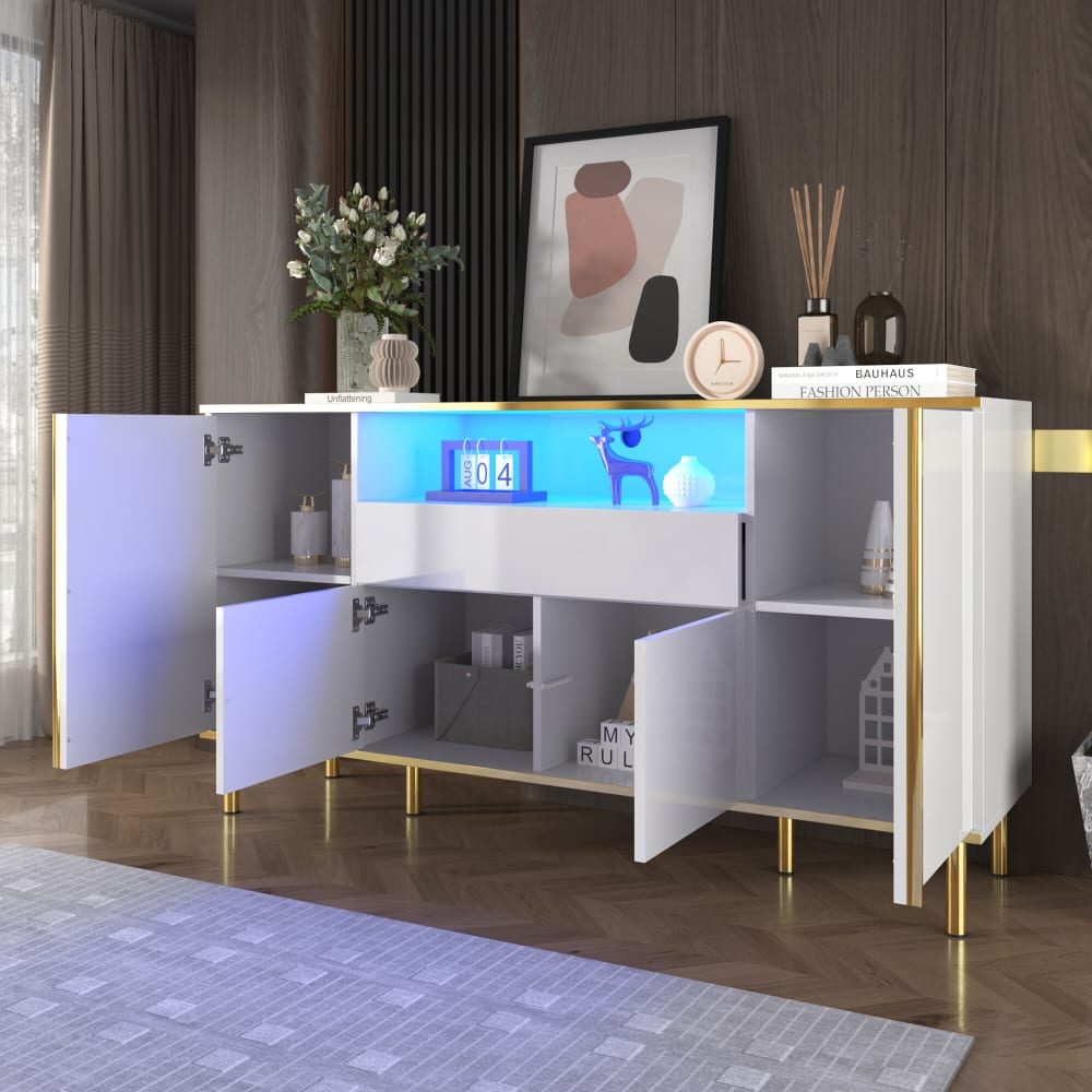 Buffet URBAN MEUBLE portes ouvertes et LED allumée