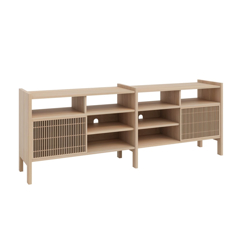 Buffet à vinyles MESQUIDA en pin massif verni naturel 201 cm à 2 portes