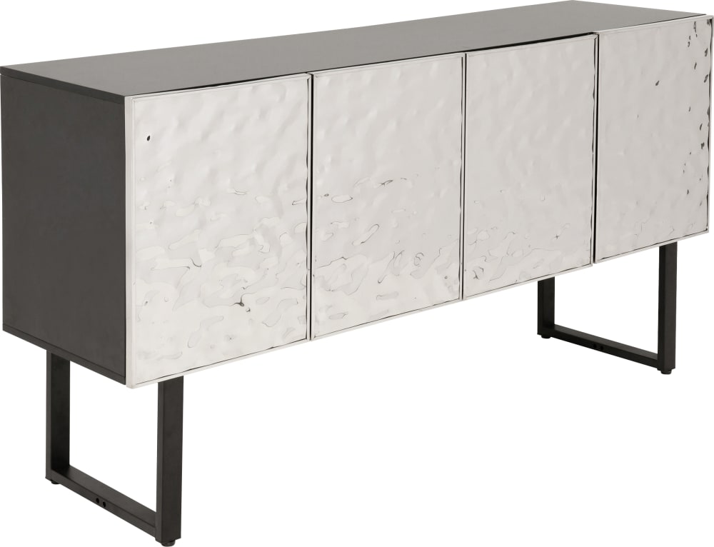 Buffet CARINO portes ouvertes sur ses volumes vaisselle