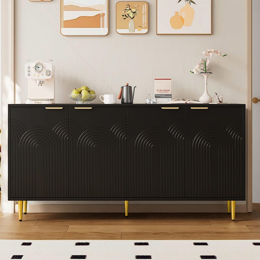 Détail des poignées dorées du buffet URBAN MEUBLE